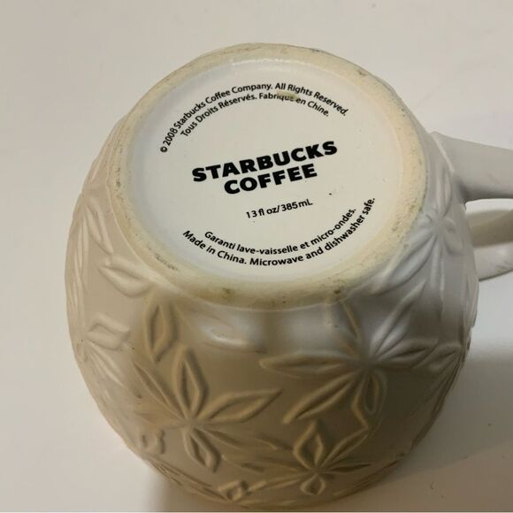 2008 Starbucks~~ Mug/Cup. "Embossed Snowflakes/Flower"~~13 ounce - Picture 5 of 6